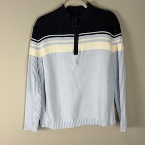 Vintage Y2K St. John’s Bay Quarter Zip Knitted Sweater Women’s Size XL Blue